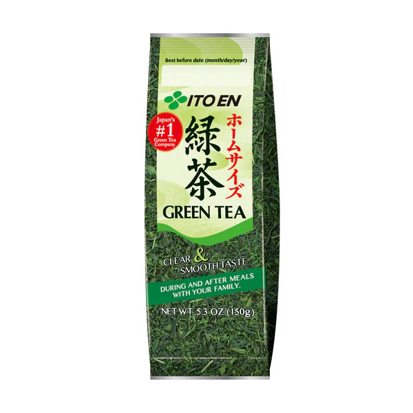 Packaging of Ito En Green Tea on a white background