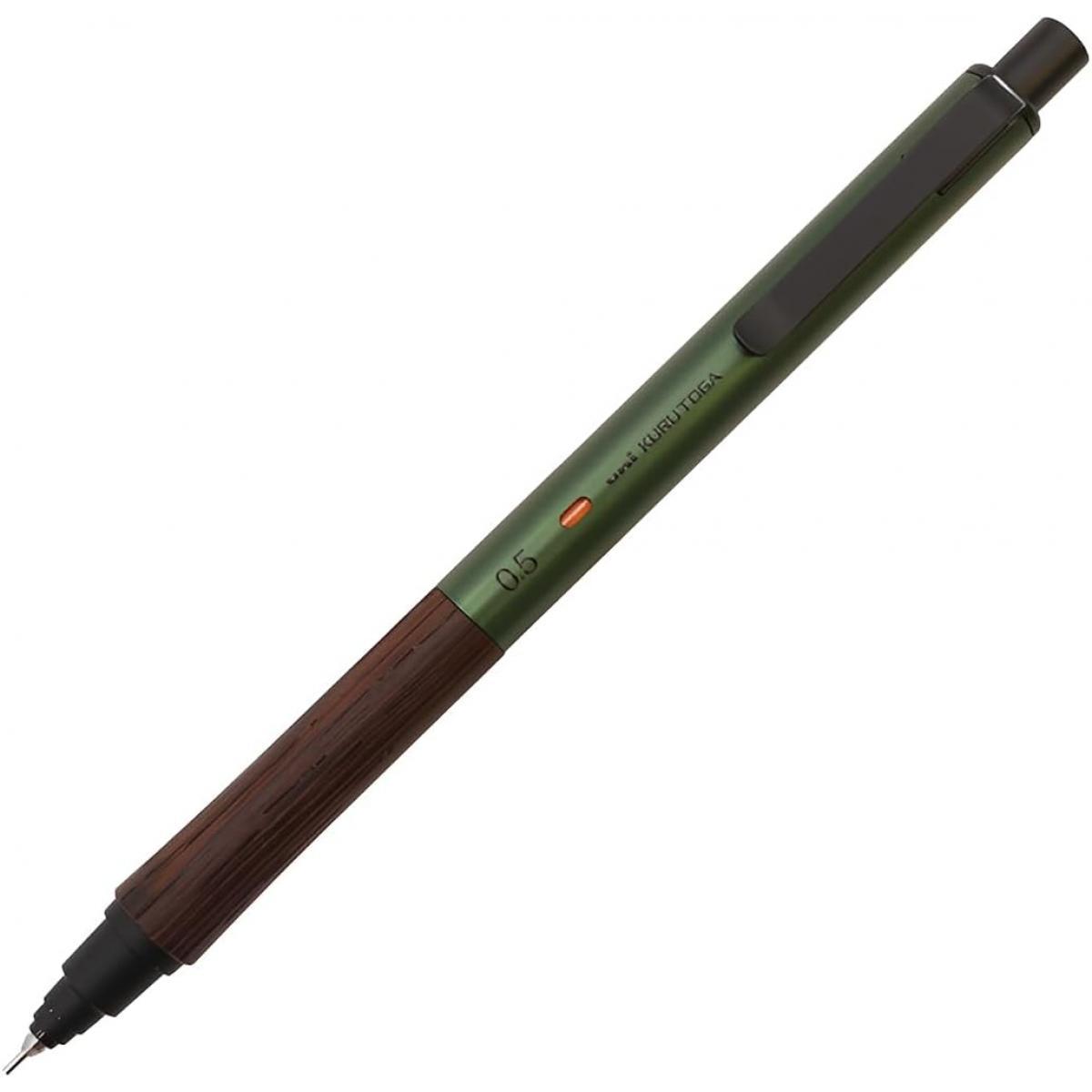 Uni Kuru Toga Wood mechanical pencil 0.5mm Forest Green wenge wood grip
