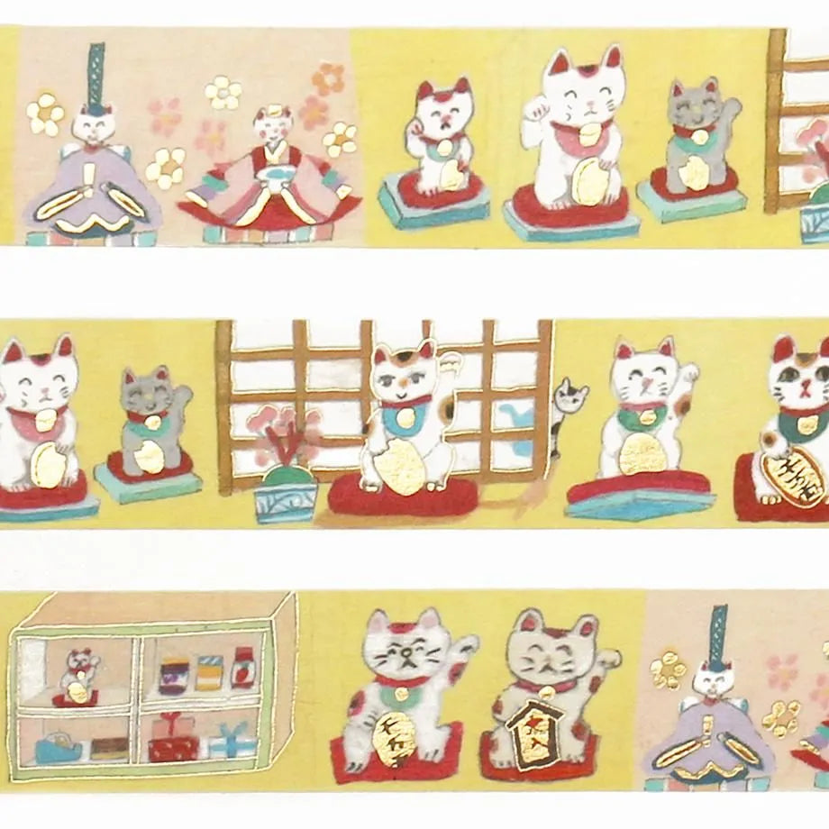Cozyca Foil-stamped Washi Tape - Beckoning Cat (Maneki Neko)