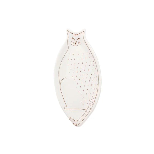 HAREKUTANI Cat L-Plate – Large Japanese Ceramic Serving Dish - Konbini