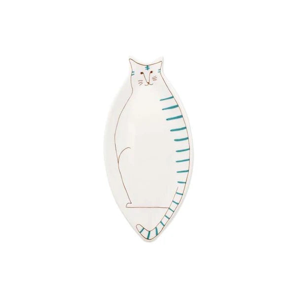 HAREKUTANI Cat L-Plate – Large Japanese Ceramic Serving Dish - Konbini