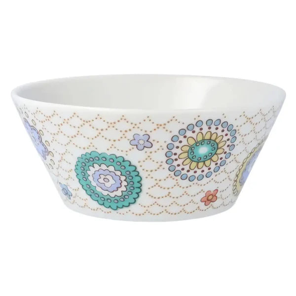 Decorative ceramic bowl with floral patterns on a white background