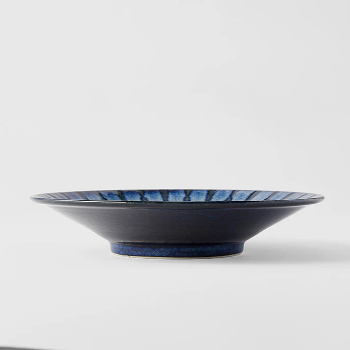 Mino Ware Tokusa Bowl 24cm - Indigo Drip Glaze - image 3