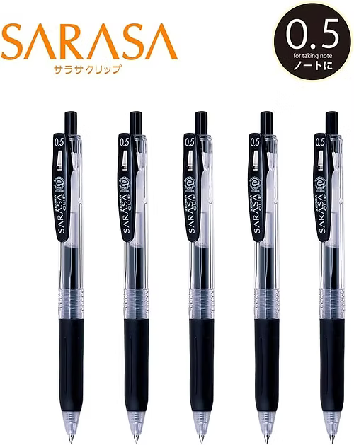 5 pieces Zebra Sarasa gel ballpoint pen clip black 0.5 P-JJ15-BK5 - Konbini