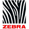 Zebra logo with black zebra pattern and red 'Zebra' text on a white background
