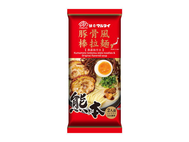 Red package of instant noodles with images of noodles and soup on a white background