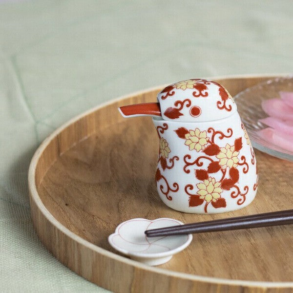 Arita ware red kingfisher soy sauce dispenser