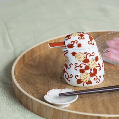 Arita ware red kingfisher soy sauce dispenser