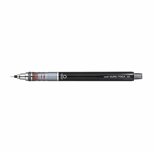 Uni Kuru Toga Standard mechanical pencil 0.5mm in Black — Japanese self-sharpening mechanical pencil with rotating lead engine