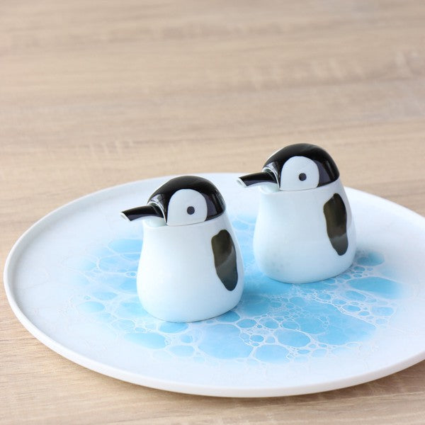 Arita ware penguin soy sauce dispenser side