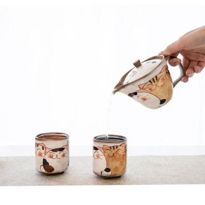 Arita ware three cats tea set