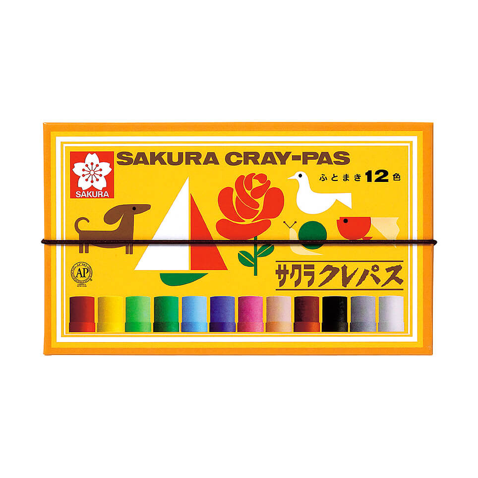 Sakura Cray-Pas thick-barrel oil pastels 12 colours LP12R, Made in Japan