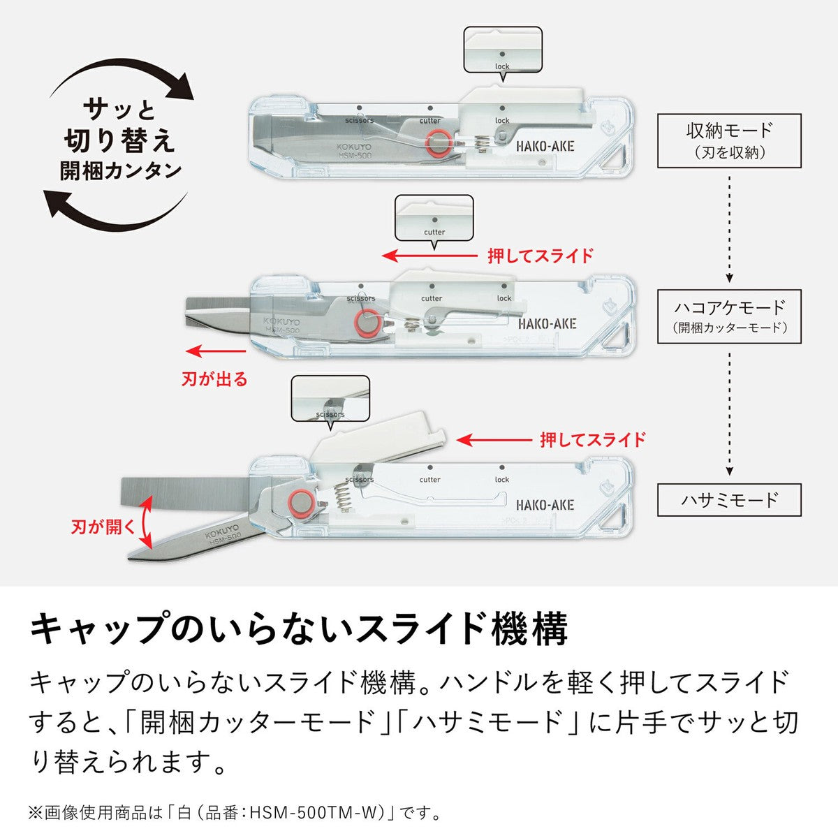 Kokuyo Hakoake 2-Way Portable Scissors – Transparent Mechanism | Made in Japan