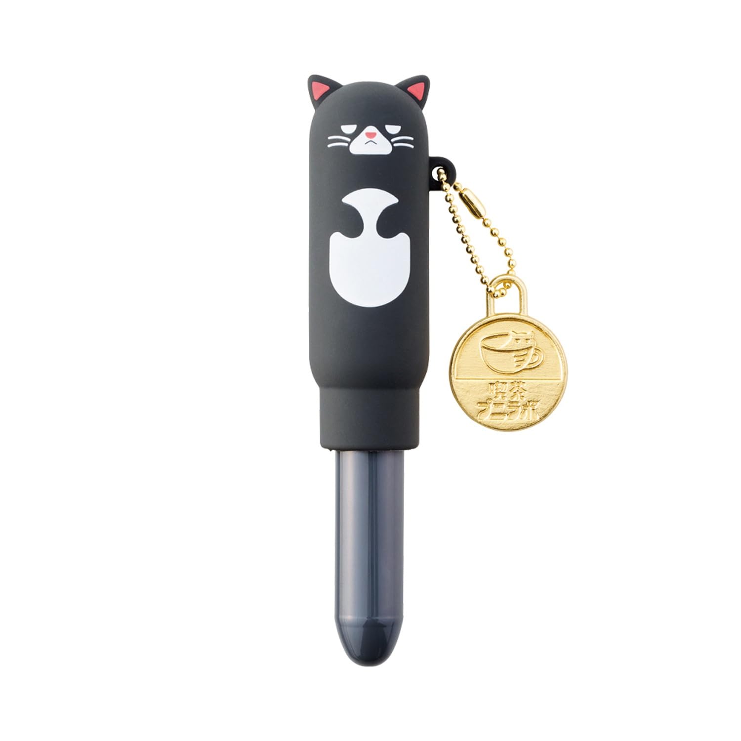 LIHIT LAB Coffee Shop PuniLabo Mini Ballpoint Pen - Buchi (black cat)
