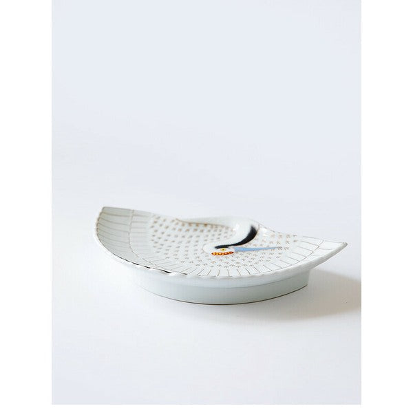 Arita Ware Fan-Shaped Plate - Crane Design