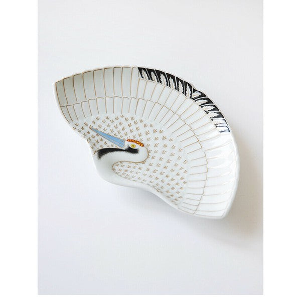 Arita Ware Fan-Shaped Plate - Crane Design