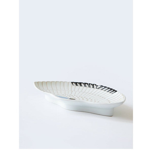 Arita Ware Fan-Shaped Plate - Crane Design