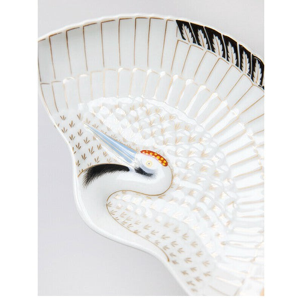 Arita Ware Fan-Shaped Plate - Crane Design