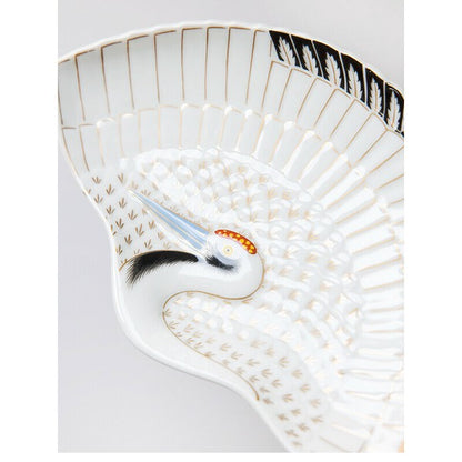 Arita Ware Fan-Shaped Plate - Crane Design