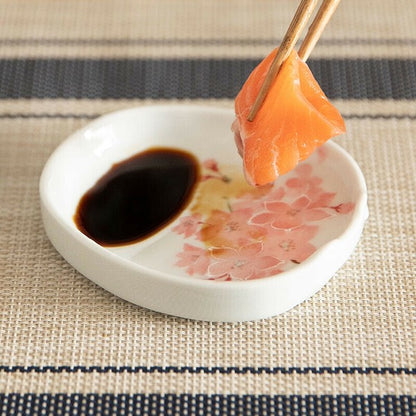 Arita Ware Sauce Dish/Chopstick Rest - Cherry Blossom Design