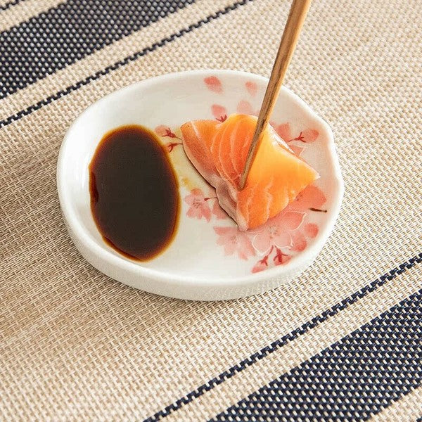 Arita Ware Sauce Dish/Chopstick Rest - Cherry Blossom Design