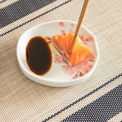 Arita Ware Sauce Dish/Chopstick Rest - Cherry Blossom Design