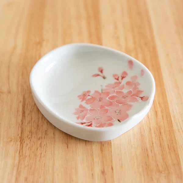 Arita Ware Sauce Dish/Chopstick Rest - Cherry Blossom Design