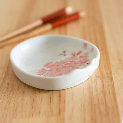 Arita Ware Sauce Dish/Chopstick Rest - Cherry Blossom Design