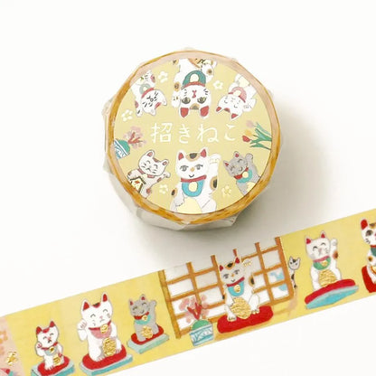 Cozyca Foil-stamped Washi Tape - Beckoning Cat (Maneki Neko)