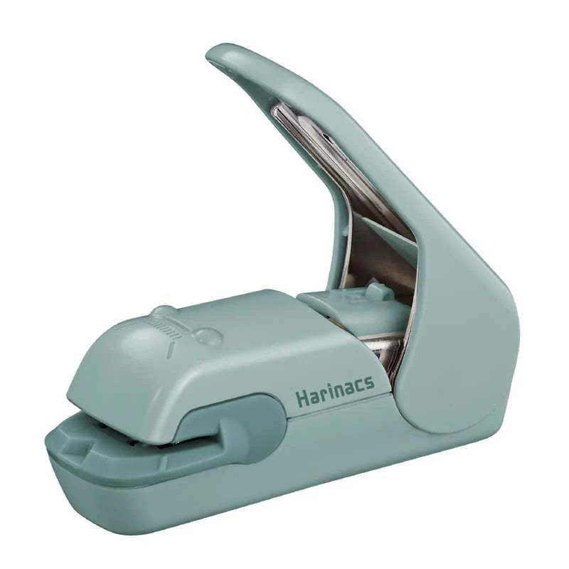 Light blue stapler with 'Harinacs' branding on a white background