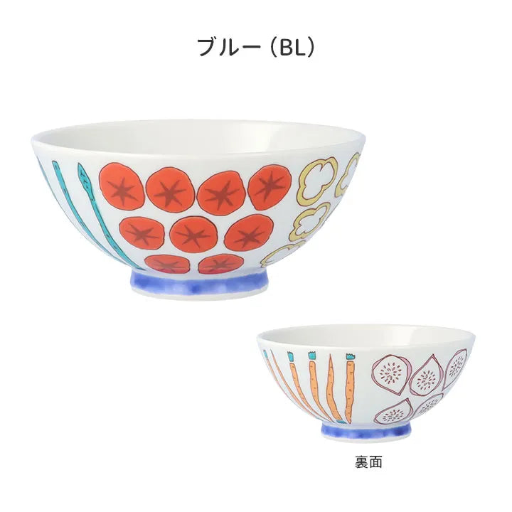 Two ceramic bowls with floral designs on a white background