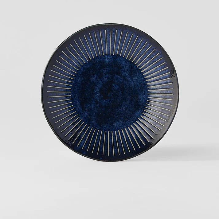 Mino Ware Indigo Tokusa Dinner Plate 23cm - image 3