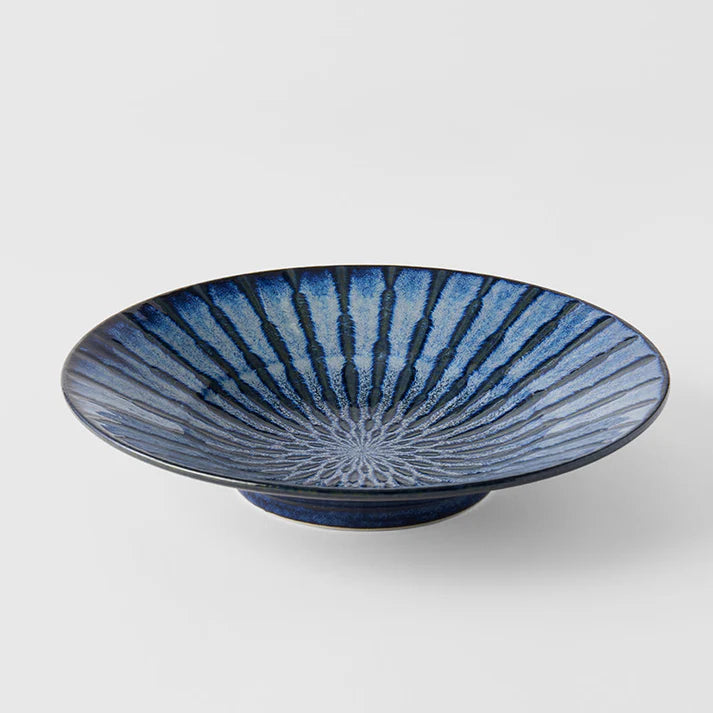 Mino Ware Tokusa Bowl 24cm - Indigo Drip Glaze