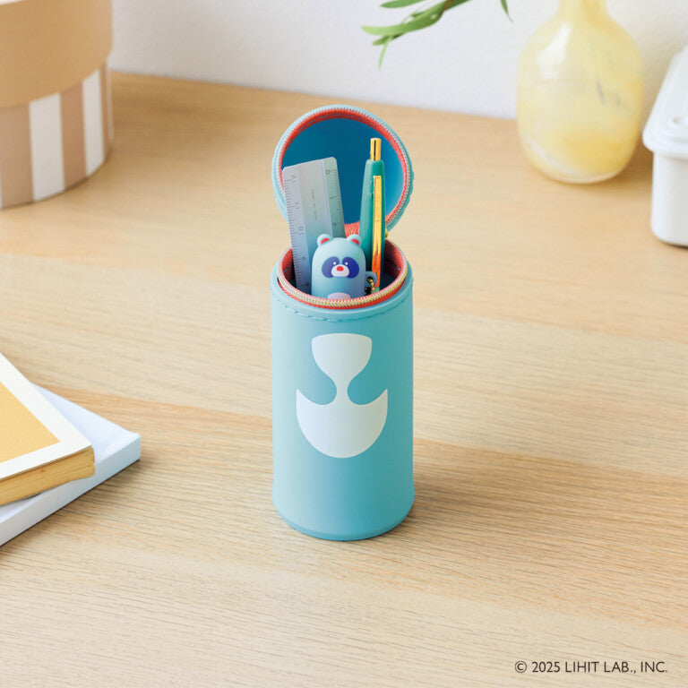 LIHIT LAB PN-200 mini ballpoint pen shown in pencil case — pocket-sized Japanese stationery