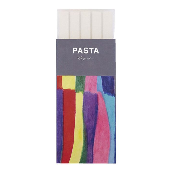 Pack of pasta with colorful packaging on a white background