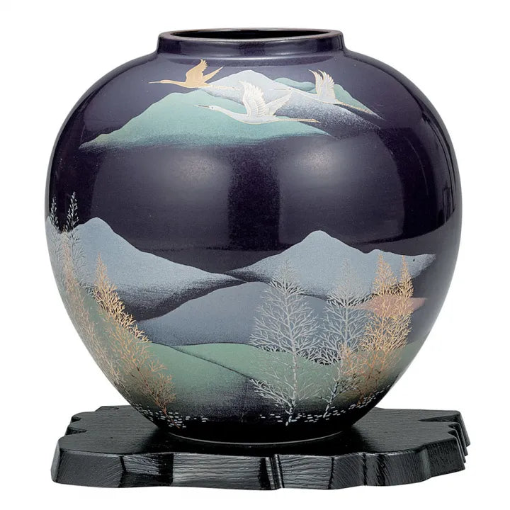 Kutani Ware Vase - Tsurugidate Mountain Range with stand - Konbini