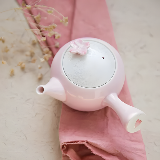 Arita Ware Teapot - Pink Sakura (Cherry Blossom) Design - handmade Japanese ceramic