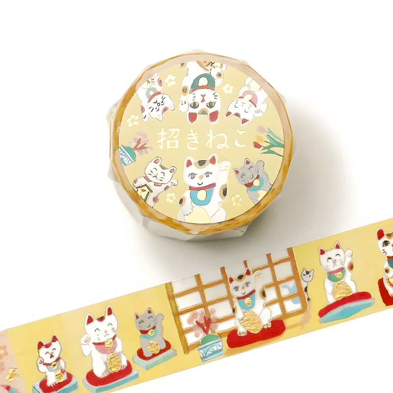 Cozyca Foil-stamped Washi Tape - Beckoning Cat (Maneki Neko)