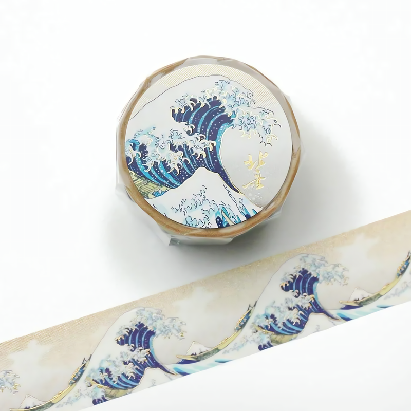Cozyca Foil-stamped Washi Tape - Hokusai Great Waves