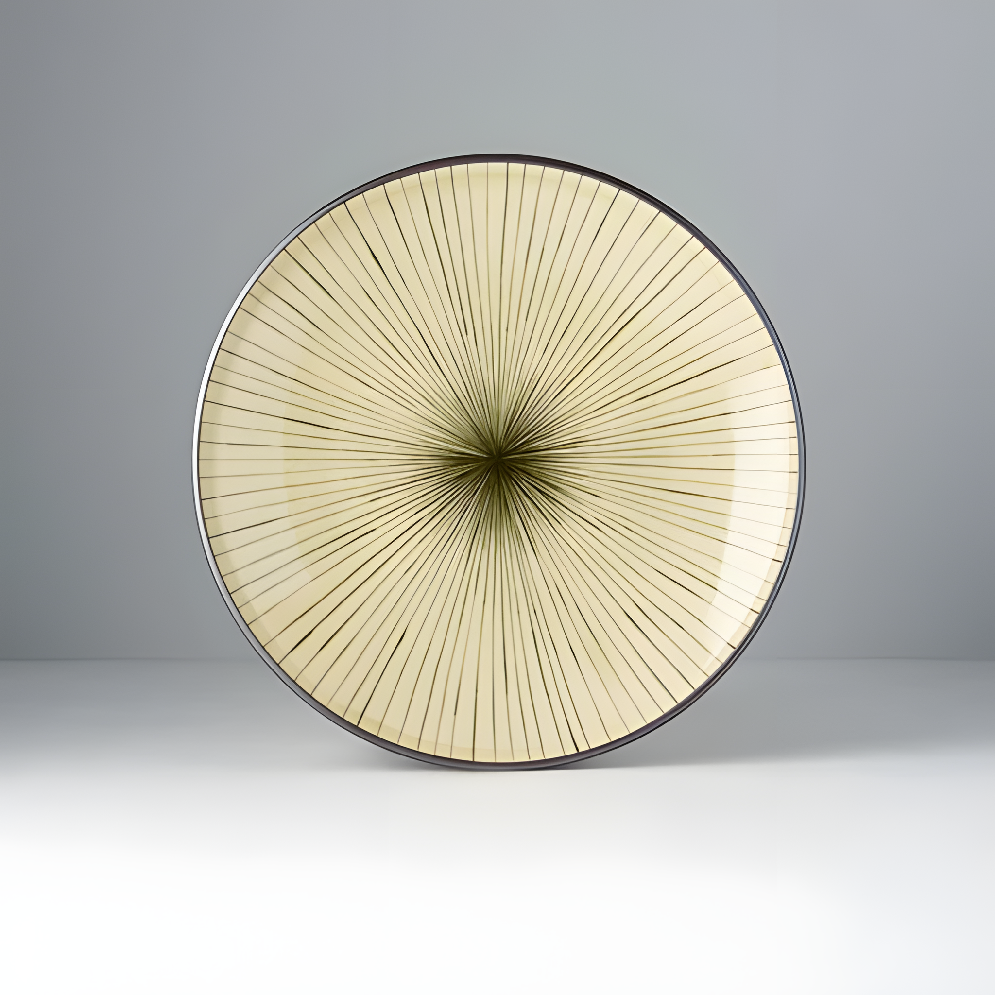Dinner Plate 25cm –  Green Converging Line Design - handmade Japanese ceramic