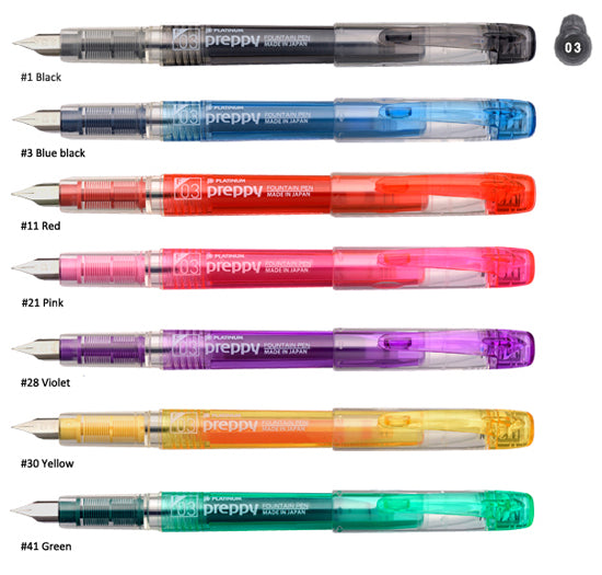 Platinum Preppy PSQ-300 fountain pen with stainless steel nib and translucent polycarbonate barrel