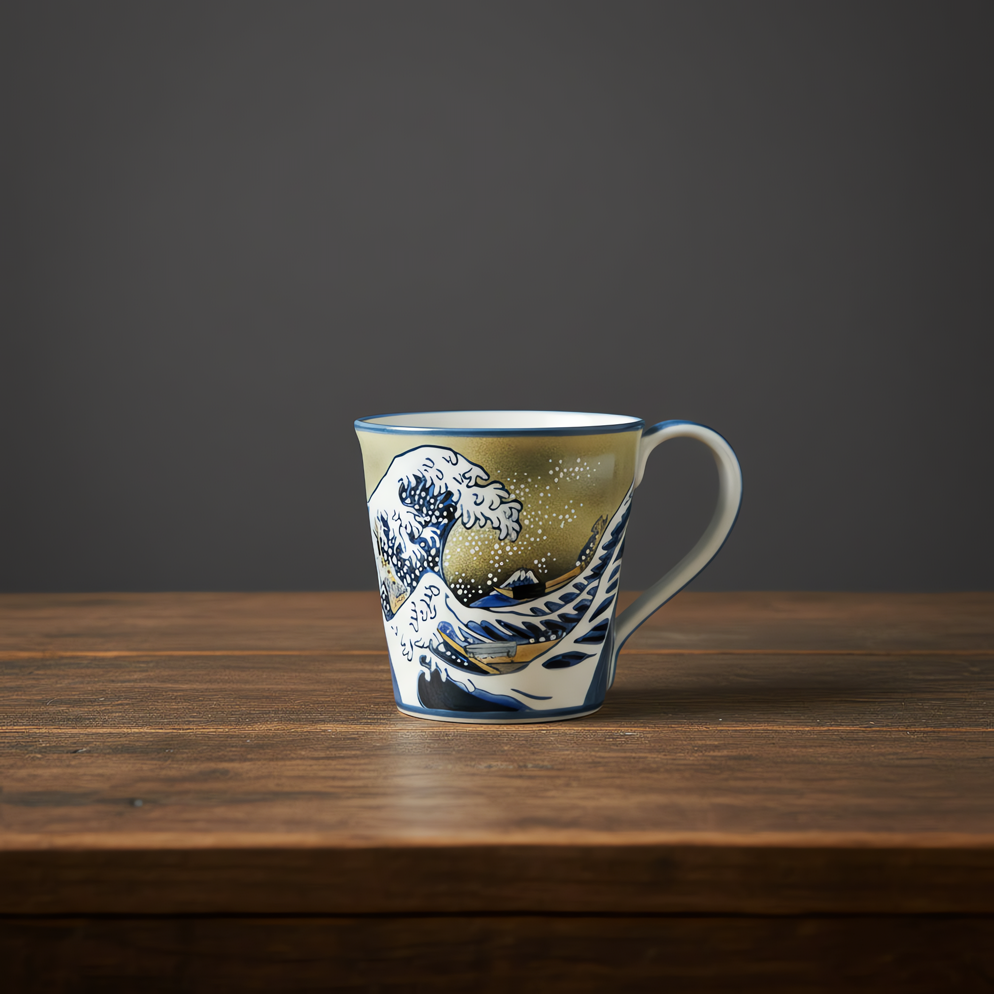 Kutani Ware Mug - Hokusai's The Great Wave off Kanagawa Design / 九谷焼 マグカップ 北斎 神奈川沖浪裏デザイン