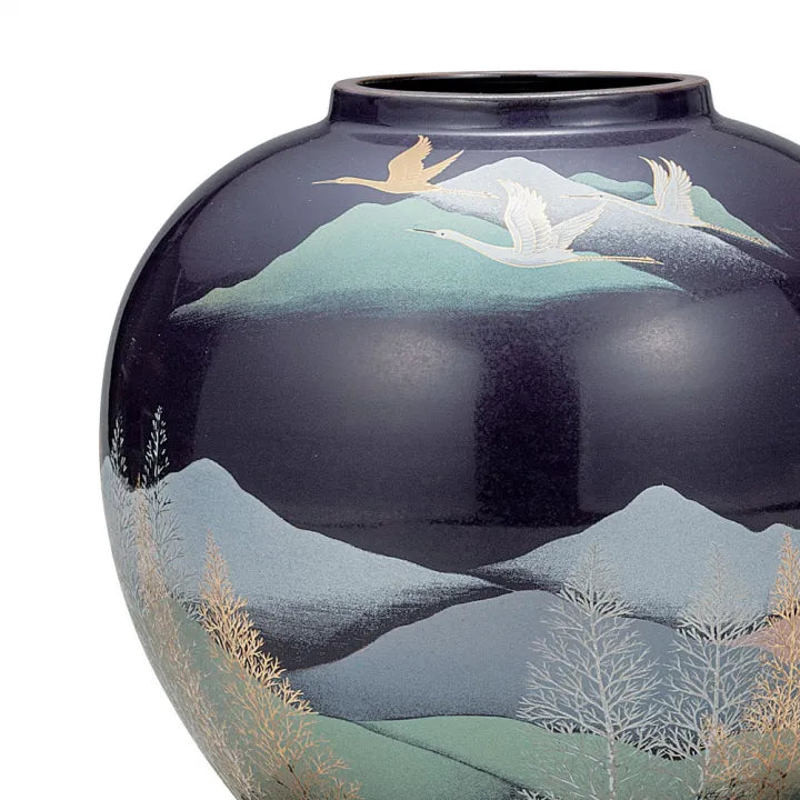 Kutani Ware Vase - Tsurugidate Mountain Range with stand - Konbini