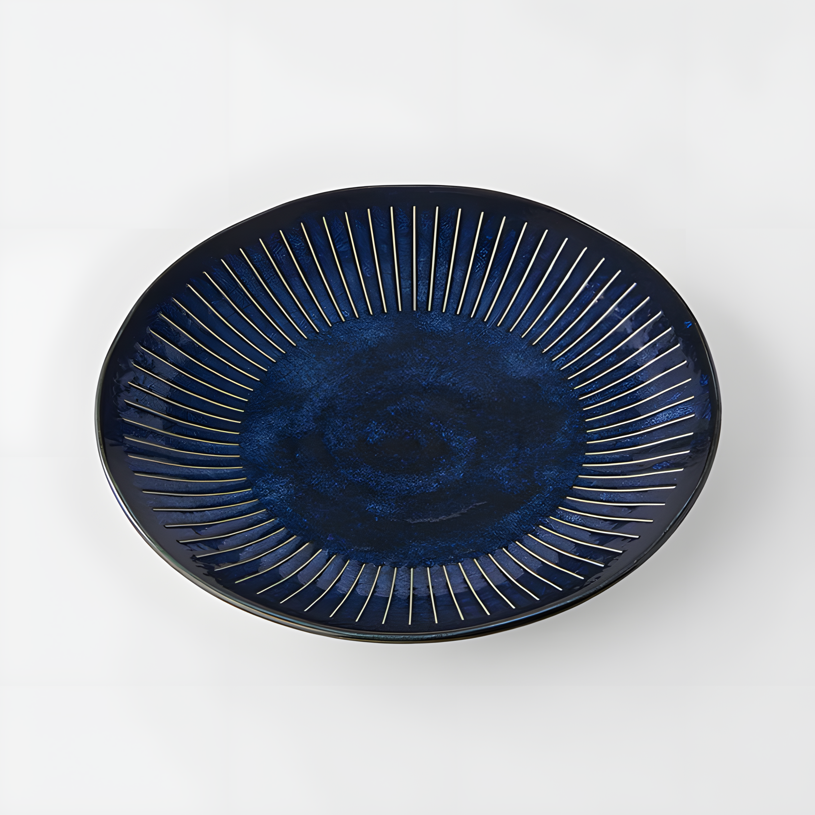 Mino Ware Indigo Tokusa Dinner Plate 23cm - handmade Japanese ceramic