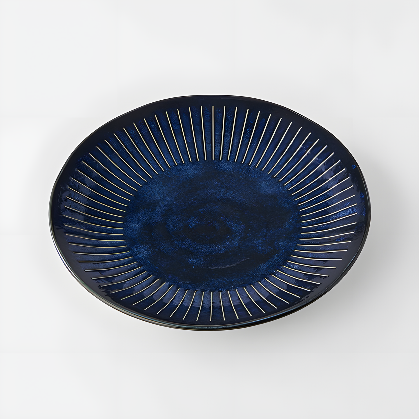 Mino Ware Indigo Tokusa Dinner Plate 23cm - handmade Japanese ceramic