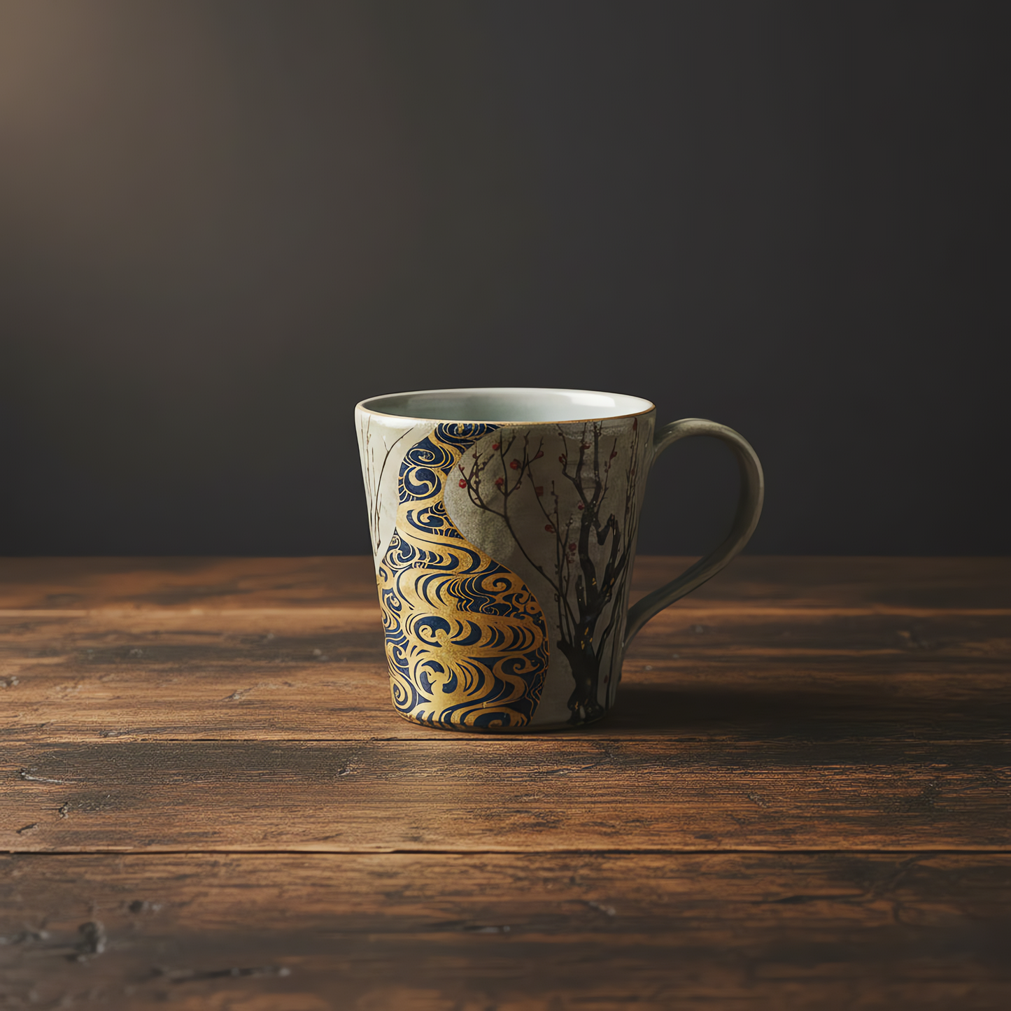 Kutani Ware Mug - Kourin Red and White Plum Blossoms Design