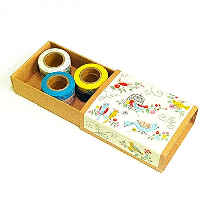 SEAL-DO Petit Washi Tape Box Birds Design Close-Up – Japanese Washi Tape Gift Set